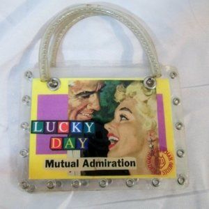 Handmade LUCKY DAY ART QUESTION MINI TOTE  bag purse clutch CLEAR